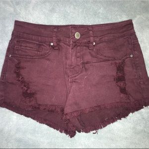 maroon jean shorts from pacsun